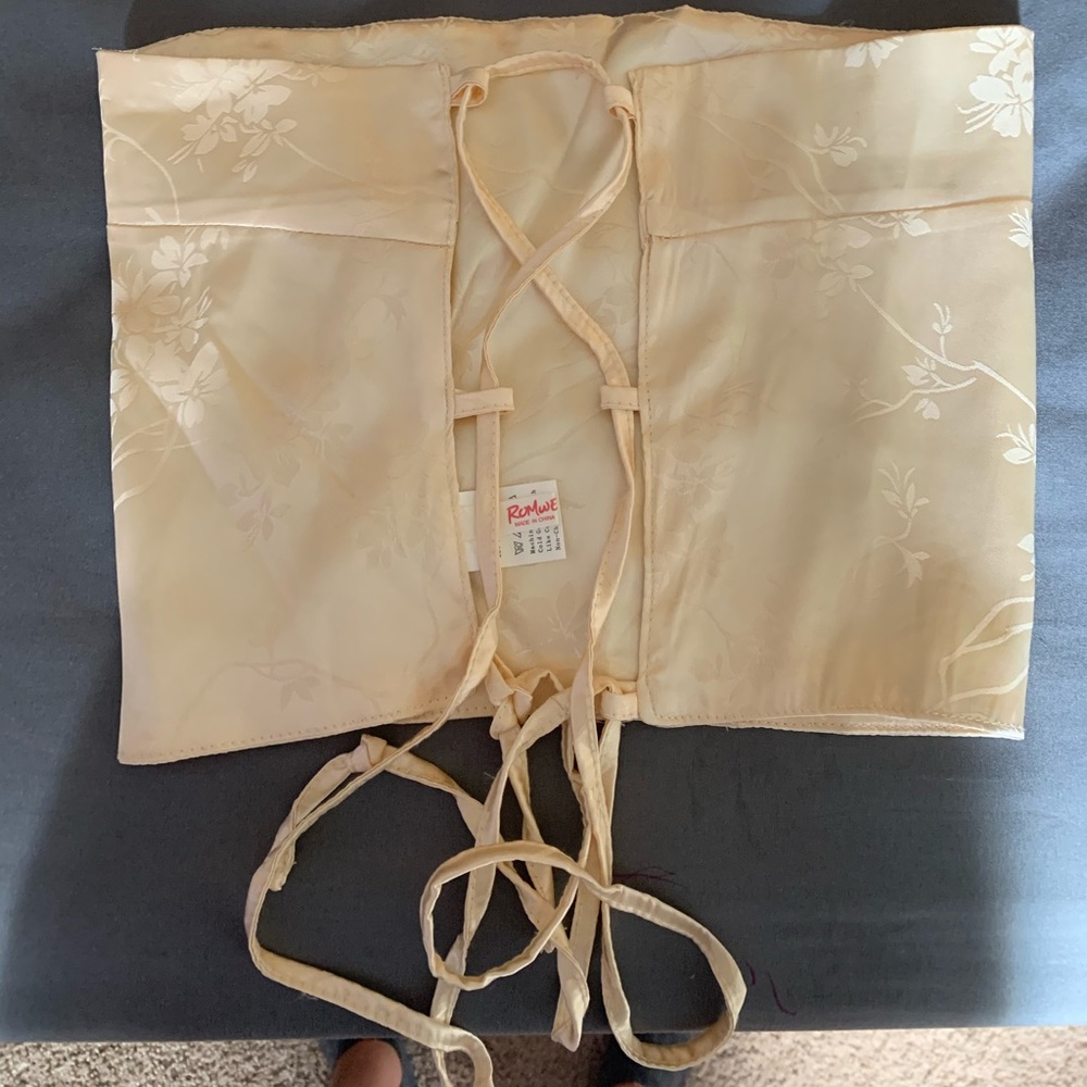 gold strapless top